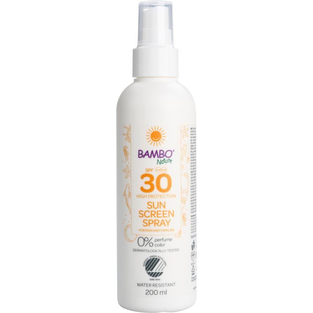 Solspray, Bambo Nature, 200 ml, SPF30, til børn, uden farve og parfume - 6 stk