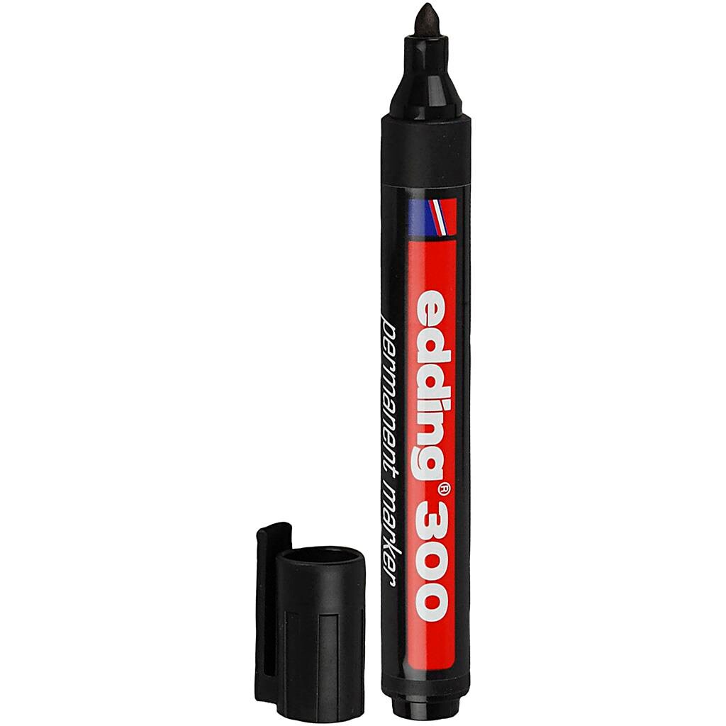 Permanent marker - Edding 300 - sort tusch 1,5-3 mm - rund spids