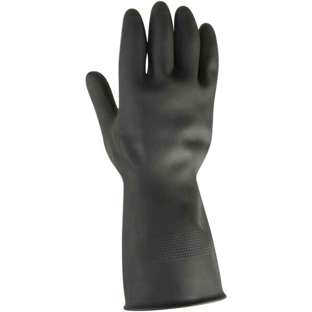 Sorte gummihandsker L latex indvendig velourisering flergangs - 12 par