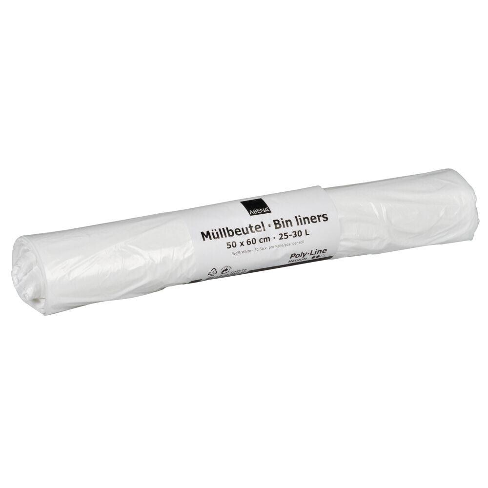 Spandepose - hvid LDPE virgin 50x60cm - 25 L - 50 stk pr rulle - 20 ruller