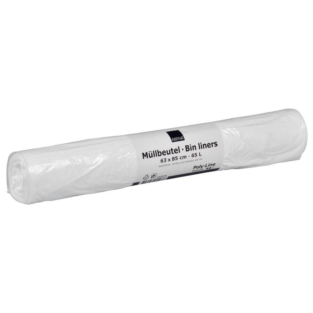 Spandepose - hvid LDPE virgin 63x85cm - 65 L - 40 stk pr rulle - 9 ruller