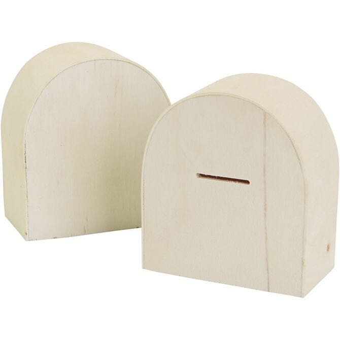 Sparebøsse - Træ - 10 x 9 cm - 12 stk