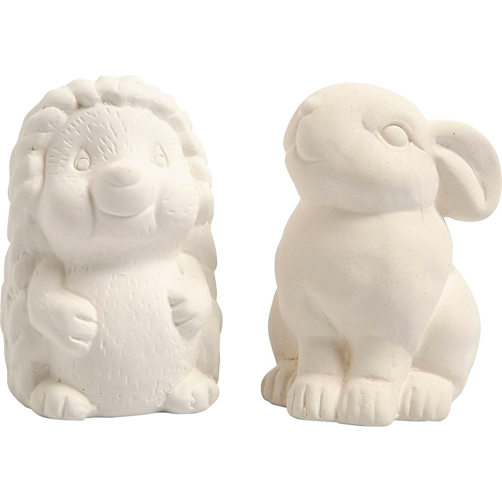 Sparebøsse pindsvin og hare H: 10cm - 2 stk