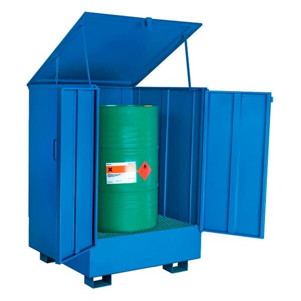 Spildbakke 1 tønder stående, skab, 220 l, 950 d, 950 b, 1360 h, blå