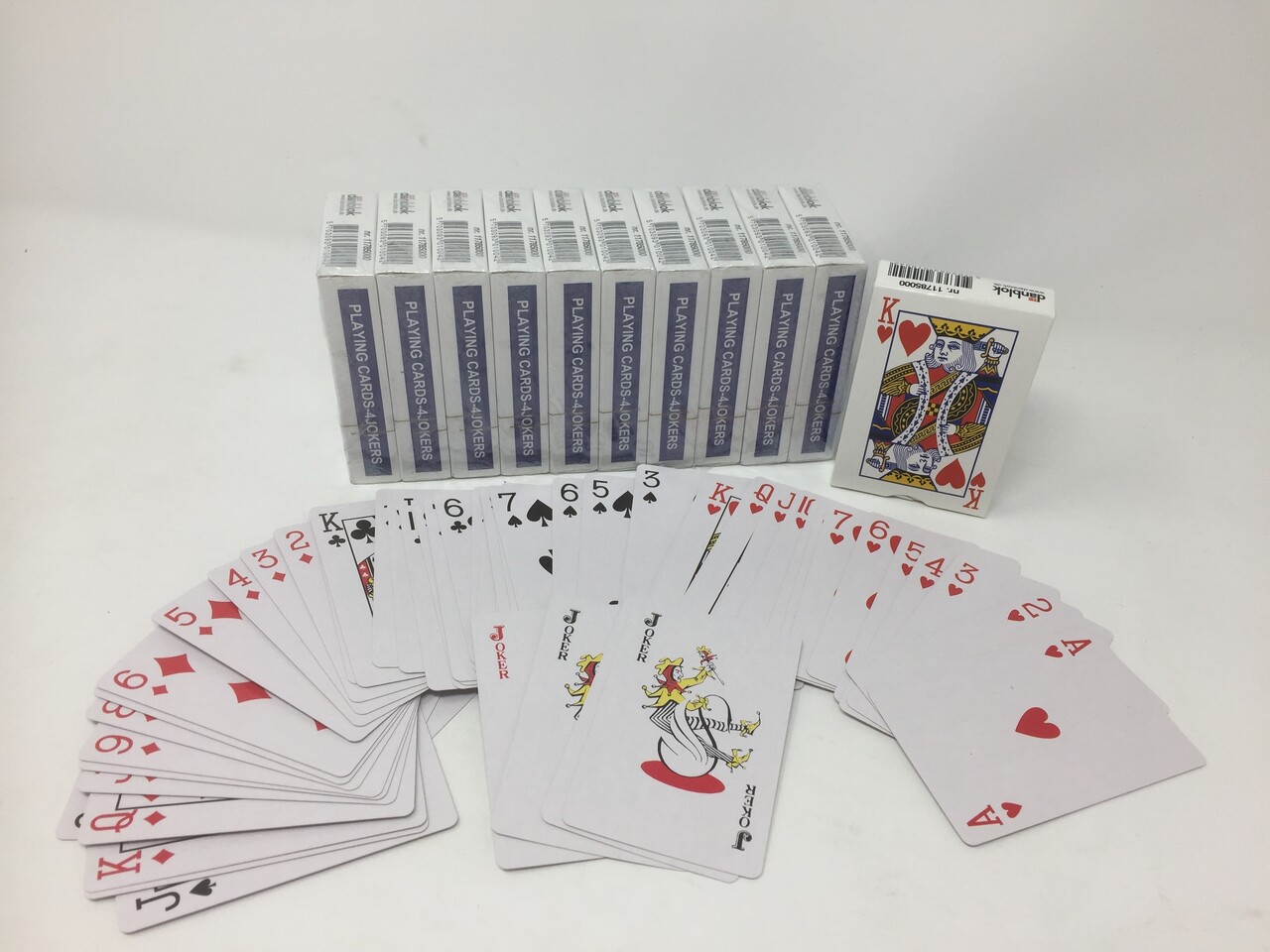 Kortspil med 4 jokere, 52 spillekort - assorteret