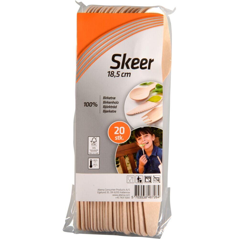 Spiseske Engangsservice, Consumer, 18,5cm, natur, birketræ - 28 pakker