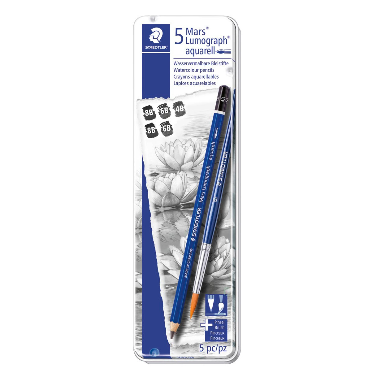 10 stk. Blyanter Staedtler Mars Lumograph Aquarell+pensel ass