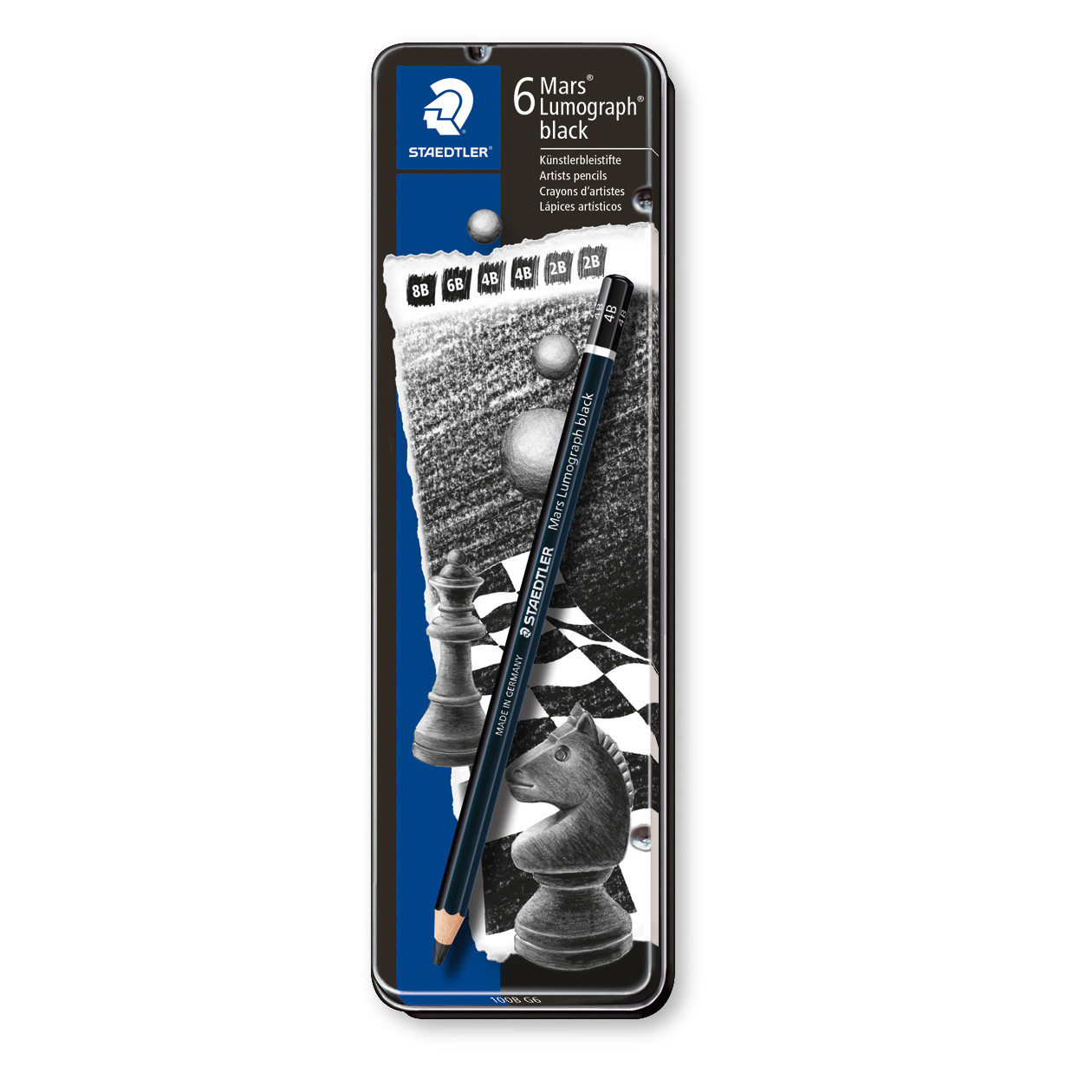 Blyanter - Staedtler Mars Lumograph Black 100B - 6 stk - Sort - Assorteret