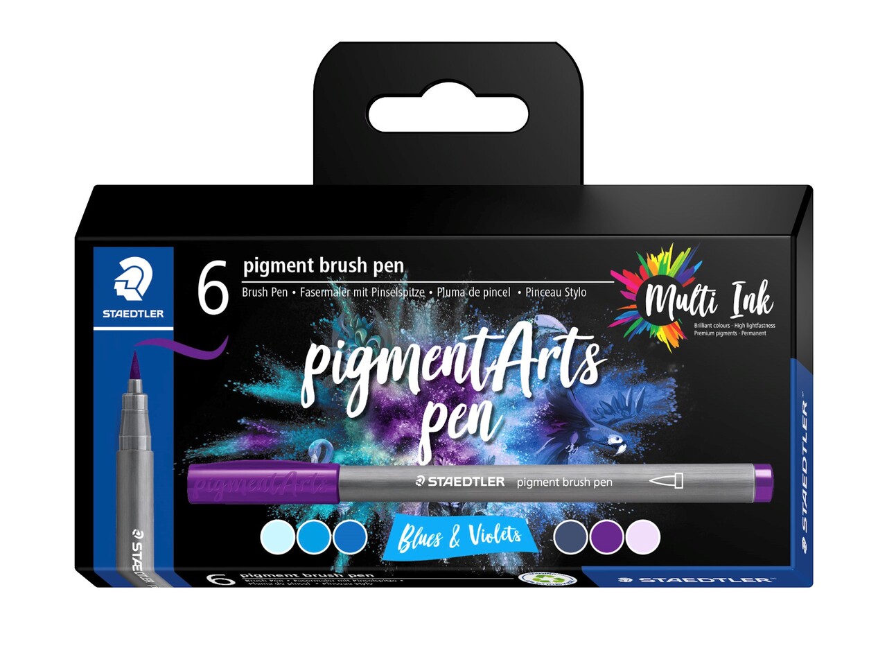Brush pen Staedtler Pigment Arts ass blå/violet (6)