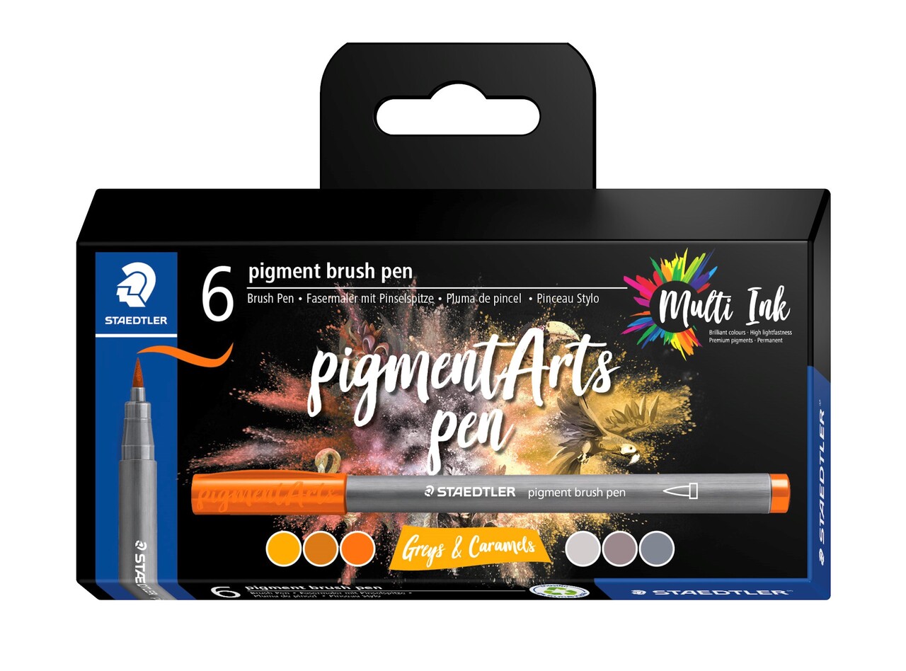 Brush pen Staedtler Pigment Arts ass grå/karamel (6)