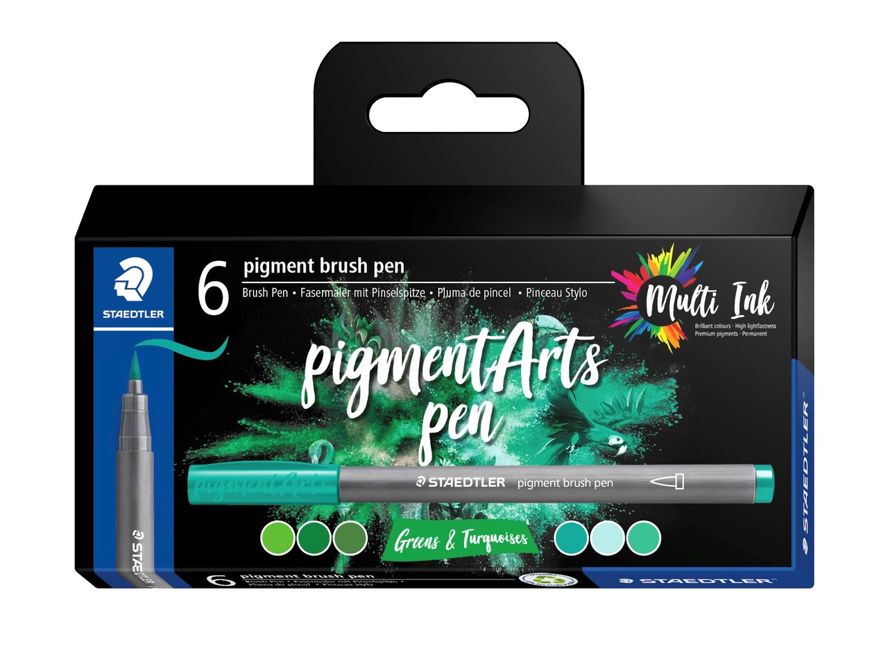 Brush pen Staedtler Pigment Arts ass grøn/turkis (6)