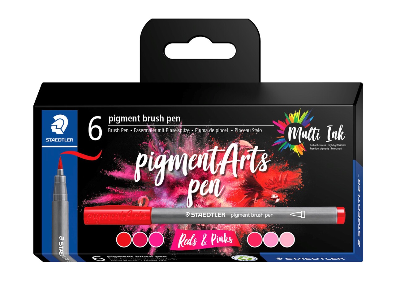 Brush pen Staedtler Pigment Arts ass rød/pink (6)