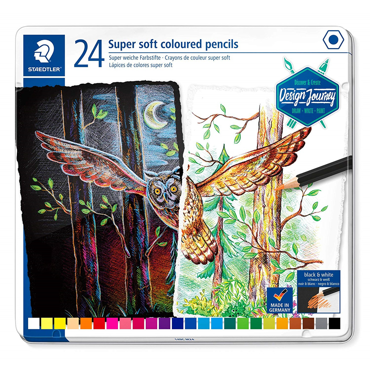 Farveblyanter Staedtler Super soft i tinæske assorterede 24stk