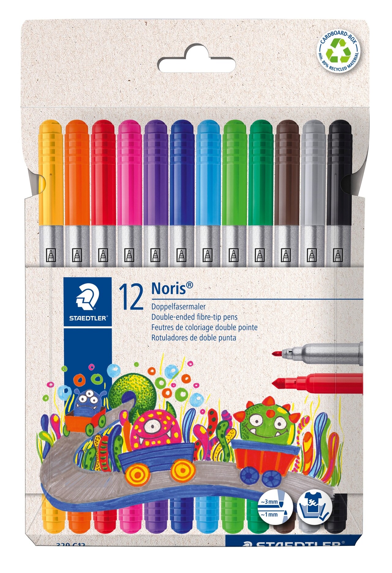 Tusser – Staedtler Noris Duo – 12 assorterede farver