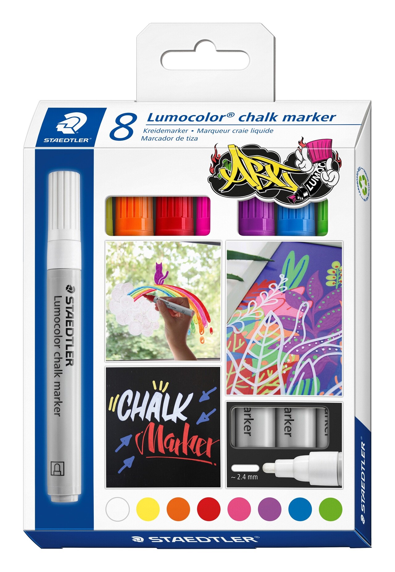 Chalk Marker, Staedtler Marker Lumocolor Chalk 2,4mm ass (8)