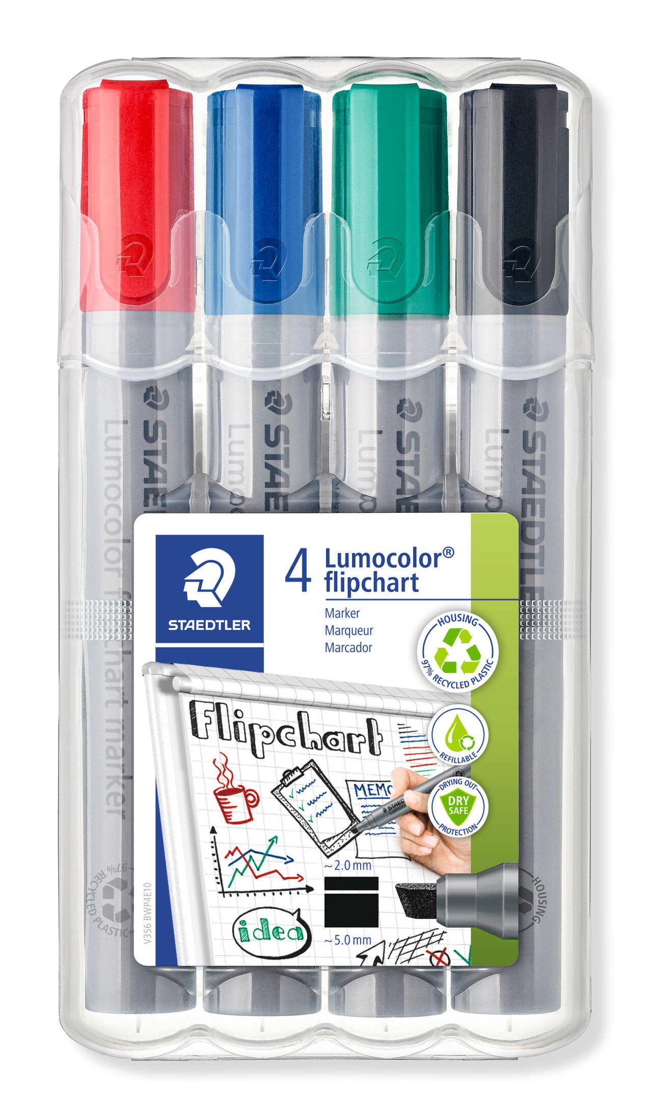 Staedtler Marker Lumocolor flipchart skrå 2-5mm ass (4)
