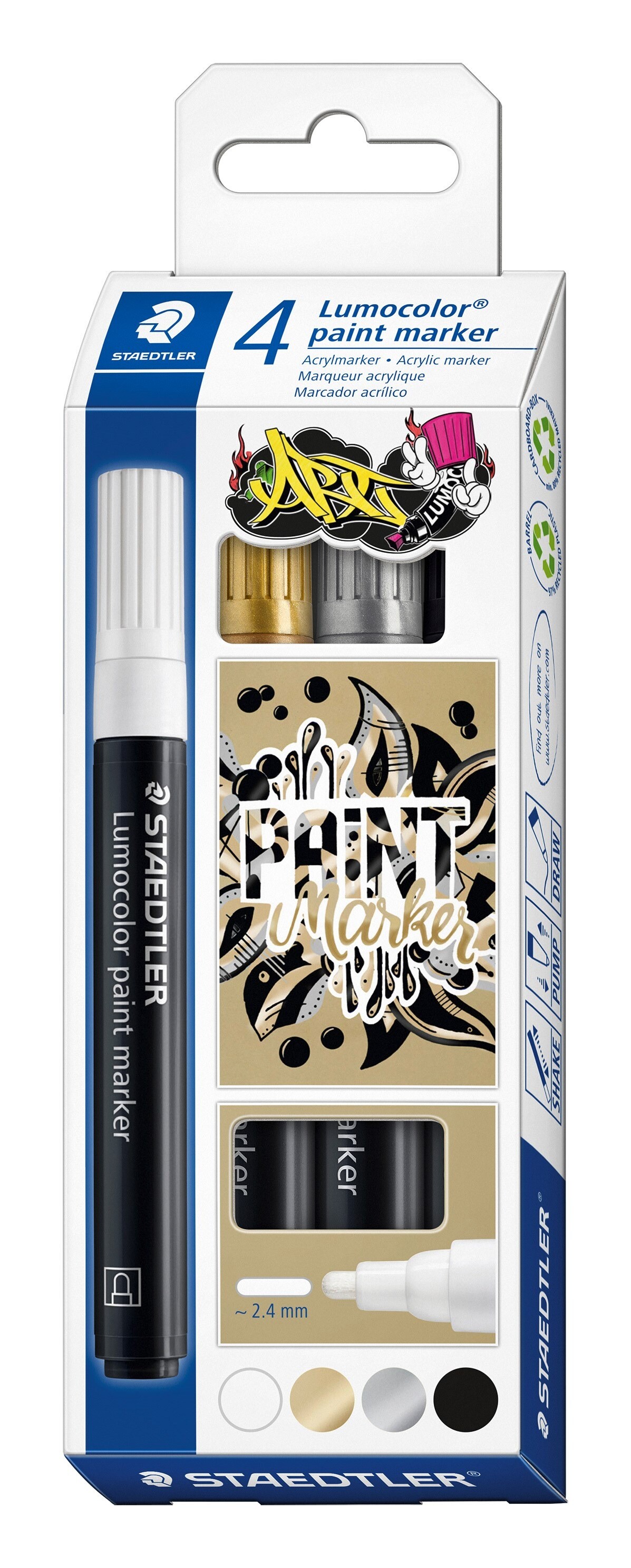 Chalk Marker, Staedtler Marker Lumocolor Paintmarker 2,4mm ass (4)