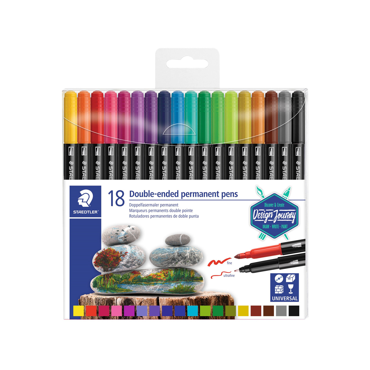 Permanent Marker - Staedtler Twin-Tip 3,0/0,5 mm - 18 stk