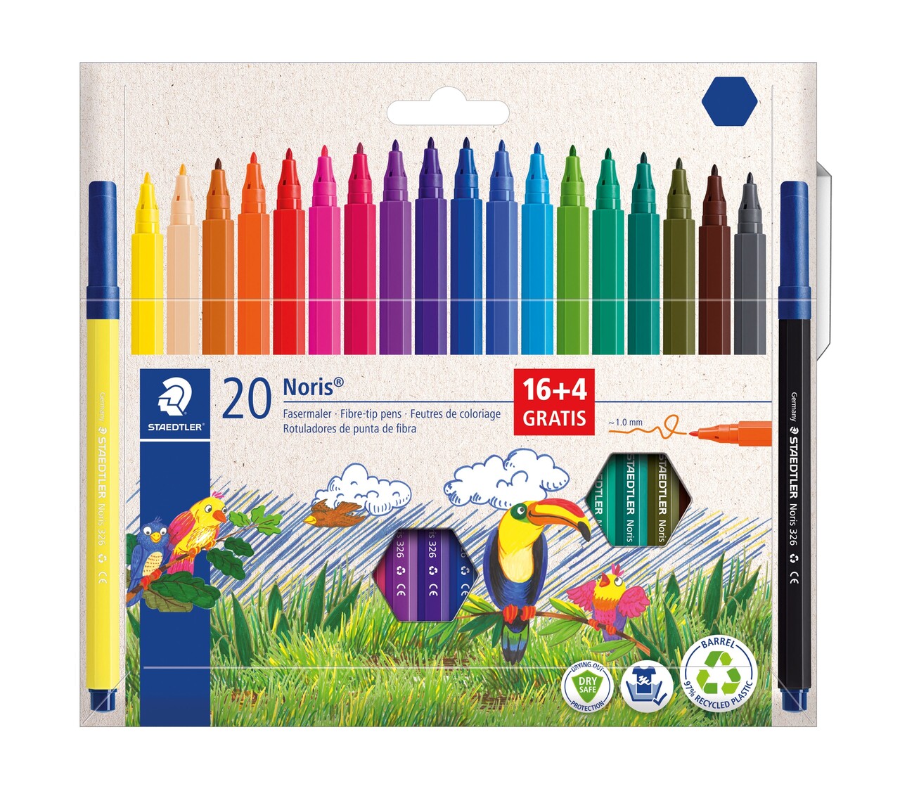 Tusser - Staedtler - Fiberpen - Noris - Assorteret farver
