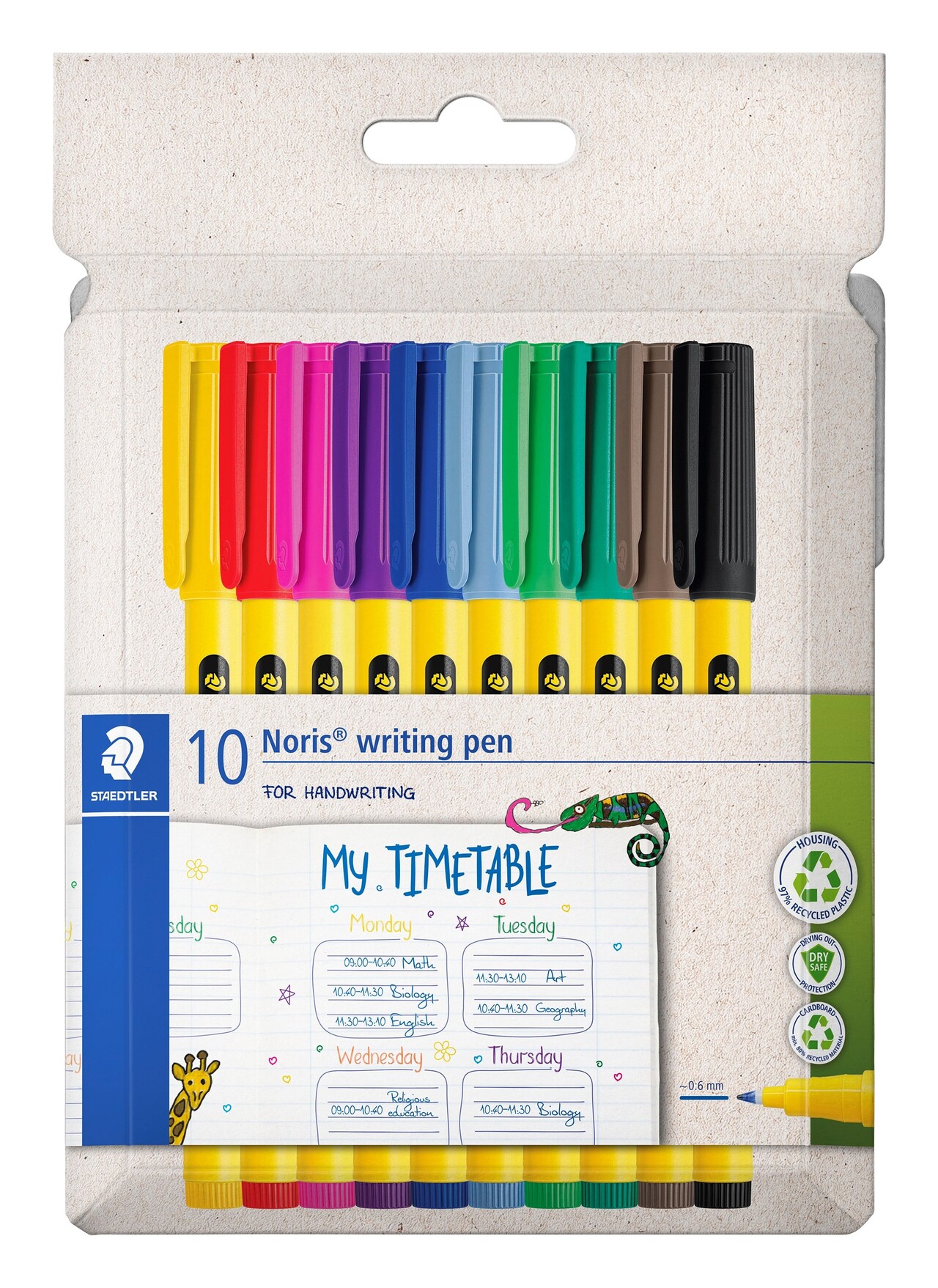 Staedtler, Fineliner, Noris, 0,6mm, Assorterede farver - 10 stk.