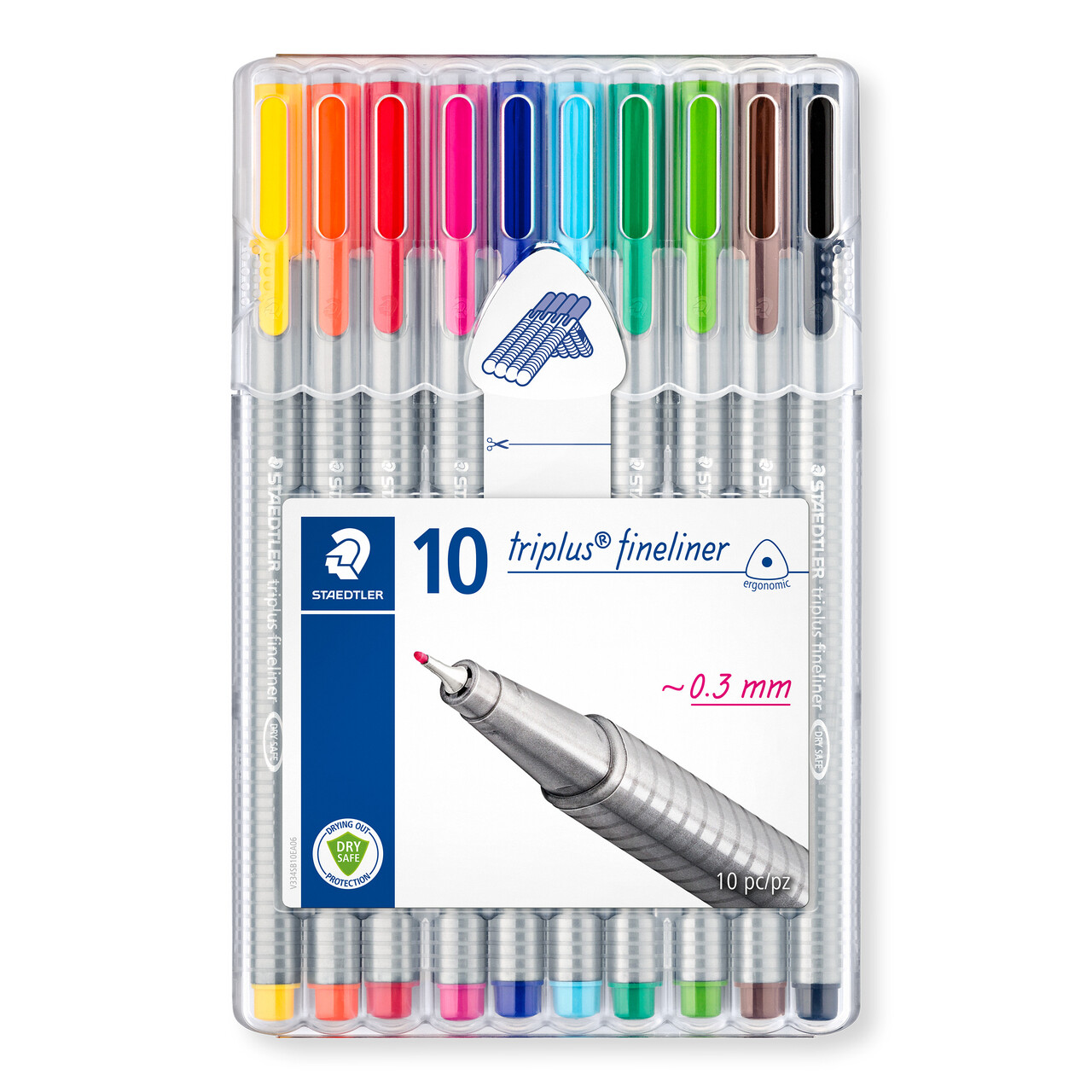 Staedtler Triplus Fineliner - Sæt med 10 farver 0,3 mm - 334-SB10