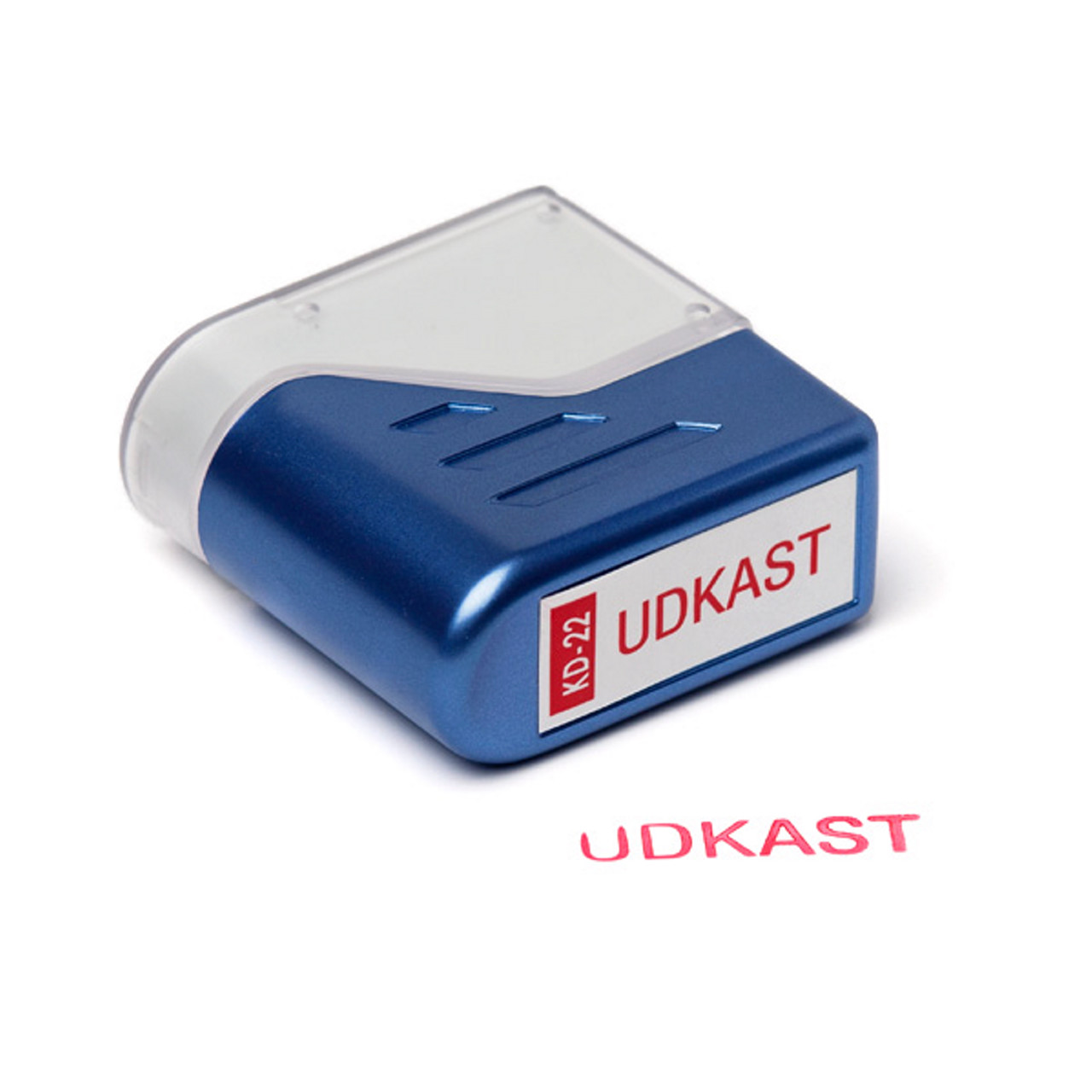 Stempel fra Trodat Deskmate - rød tekst UDKAST
