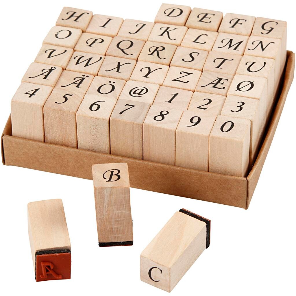Stempelsæt – 13 x 13 mm – Højde 32 mm – 42 stk. assorteret