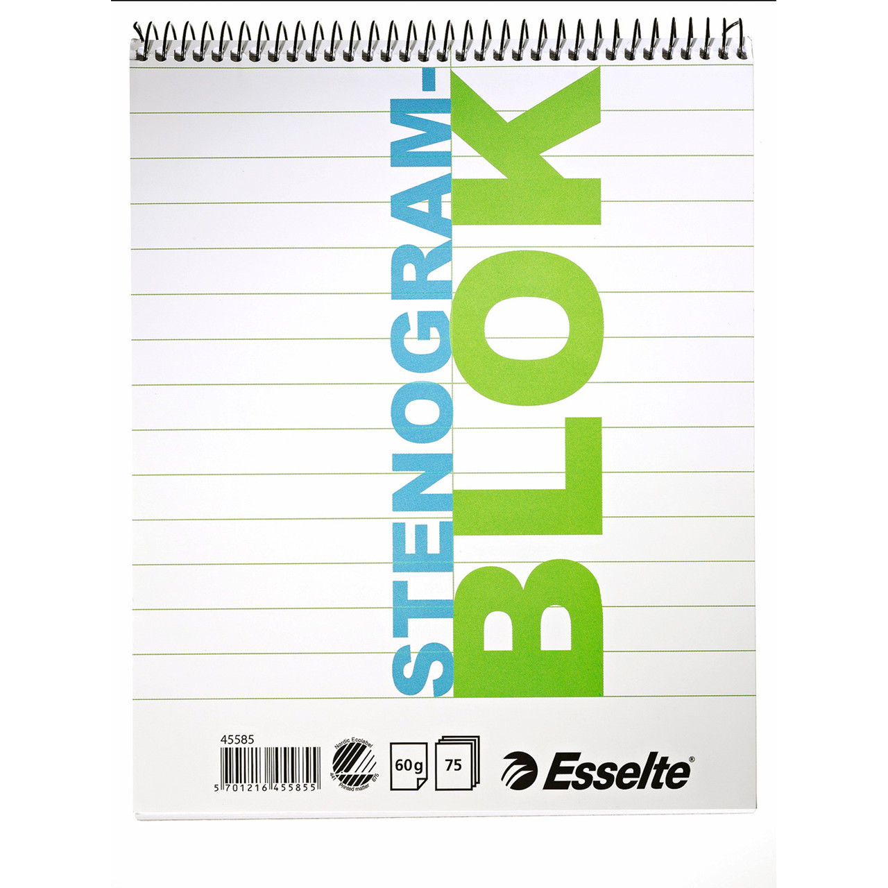 Stenogramblok - Esselte 205 x 165 mm - 10 blokke á 75 ark