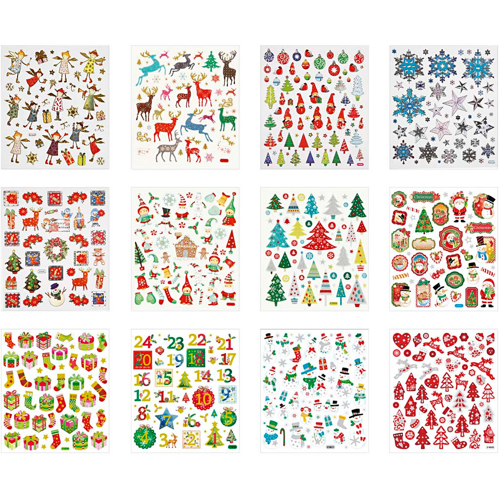 Sticker Book, ark 15x16,5 cm, jul, 12ass. ark