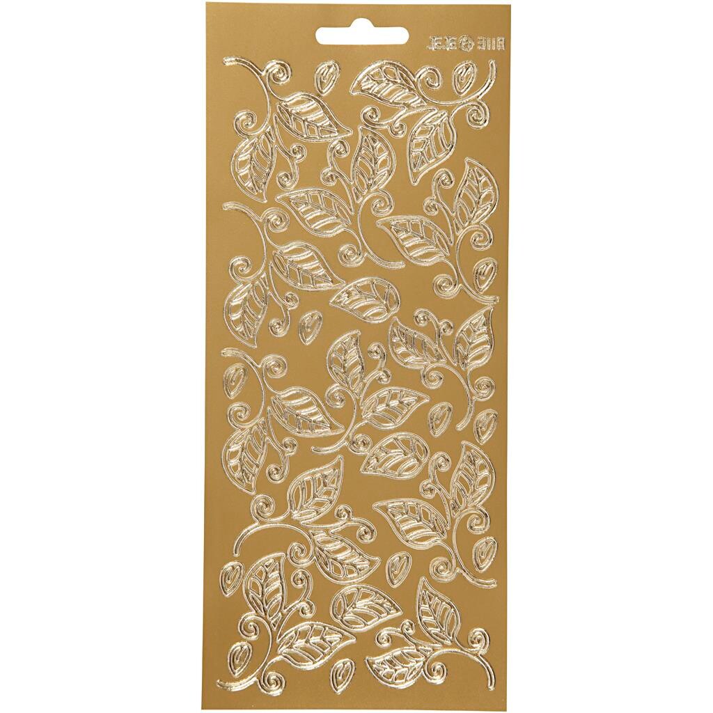Selvklæbende folie - Blade - Guld - 10x23cm - 1 ark