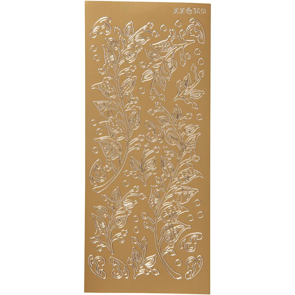 Klistermærker - Blade - Guld - 10x23cm - 1 ark