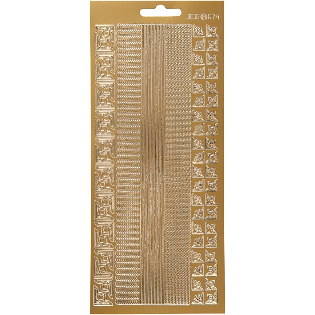 Guld stickers - Border 10x23 cm - 1 ark