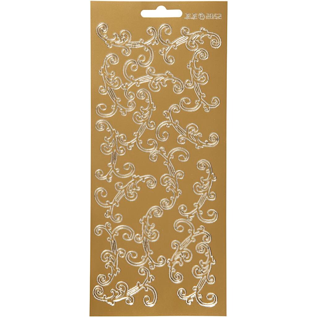 Stickers – 10×23 cm – Guld – Hvirvel – 1 ark