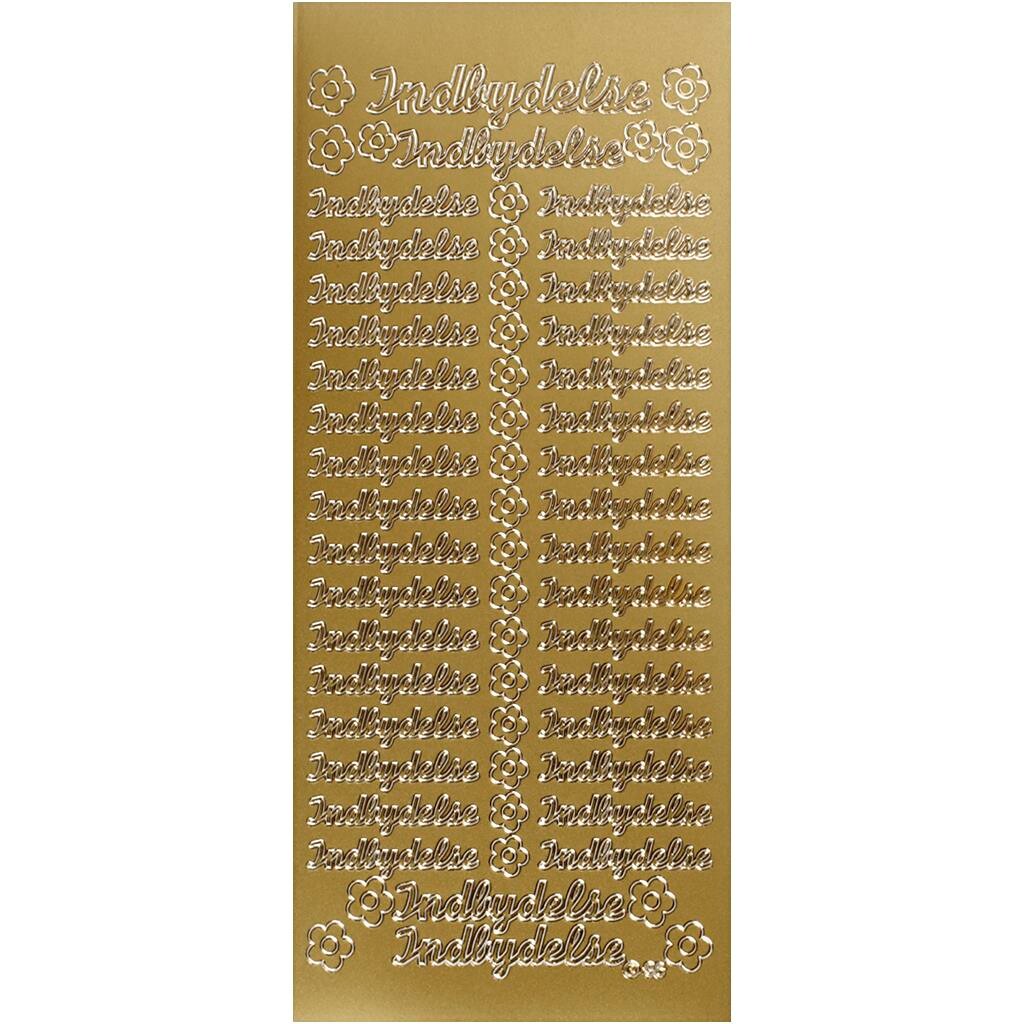 Stickers - 10 x 23 cm - Guld - “Indbydelse”