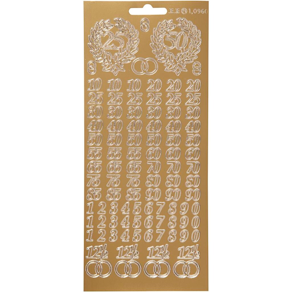 Stickers – 10×23 cm – Guld – Jubilæum – 1 ark