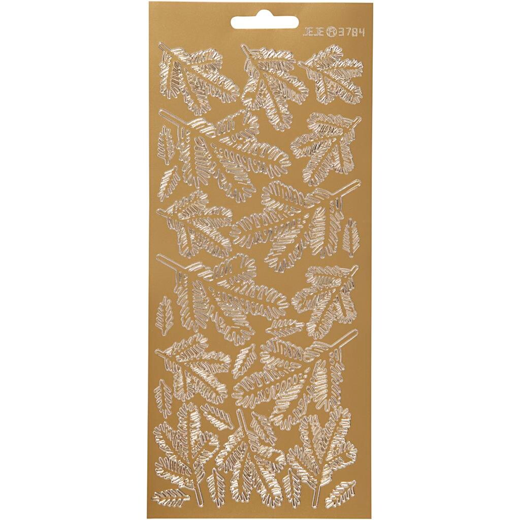 Stickers, ark 10x23 cm, guld, kviste, 1ark