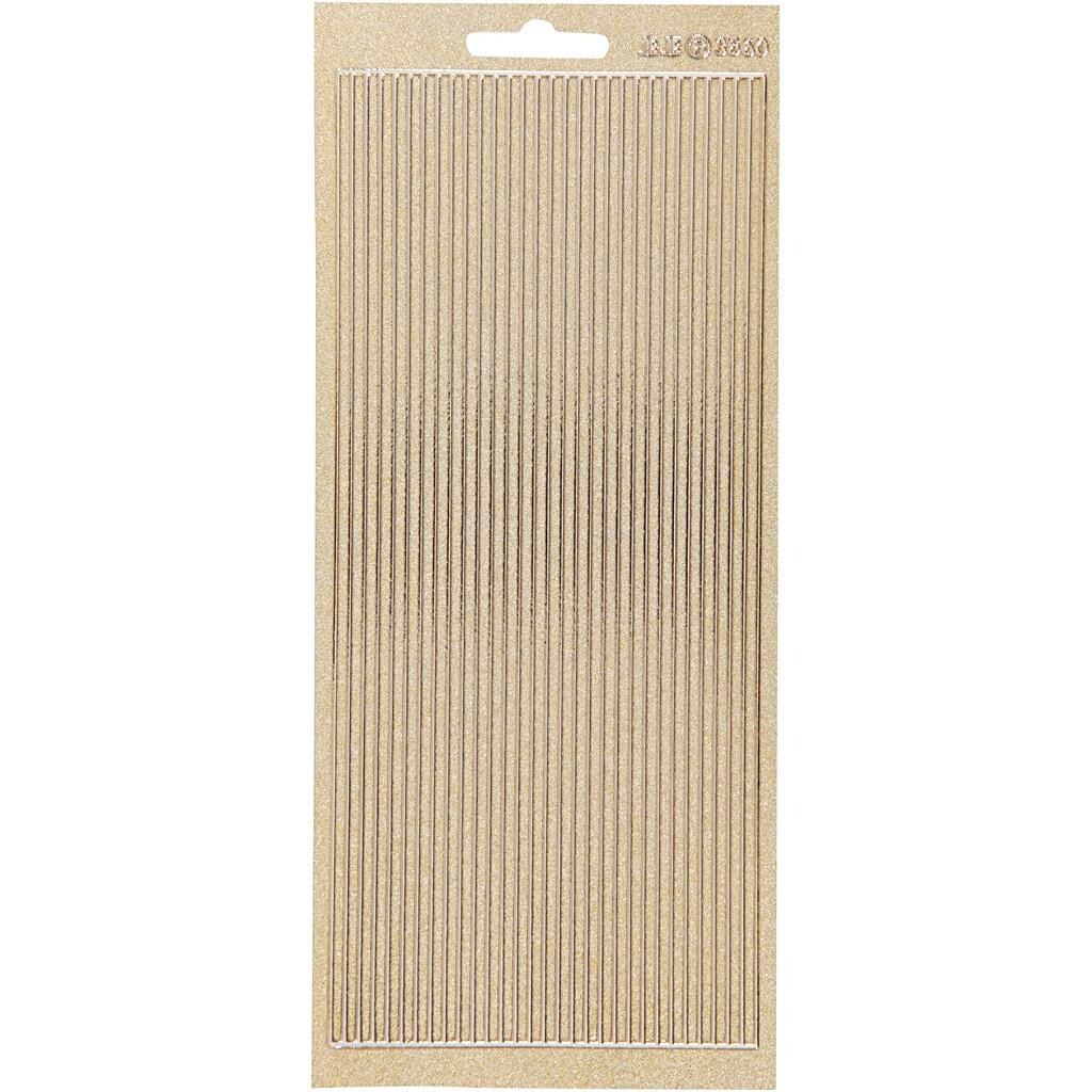 Stickers, ark 10x23 cm, guld, perlemor guld, border, 1ark