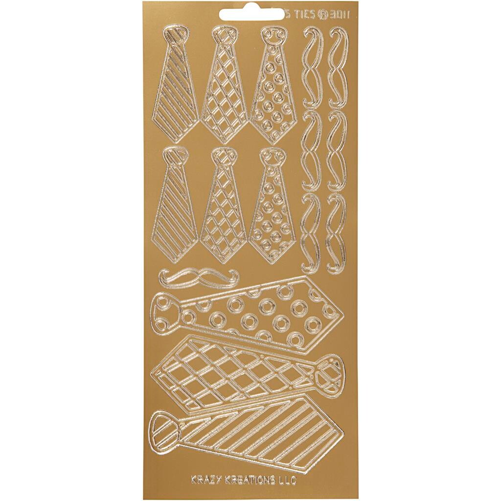 Stickers, ark 10x23 cm, guld, slips, 1ark