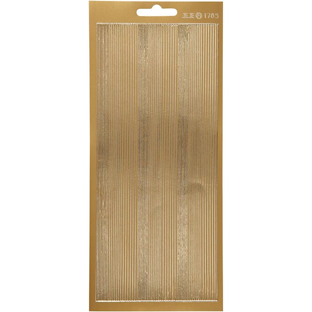 Stickers, ark 10x23 cm, guld, transparent rød, border, 1ark