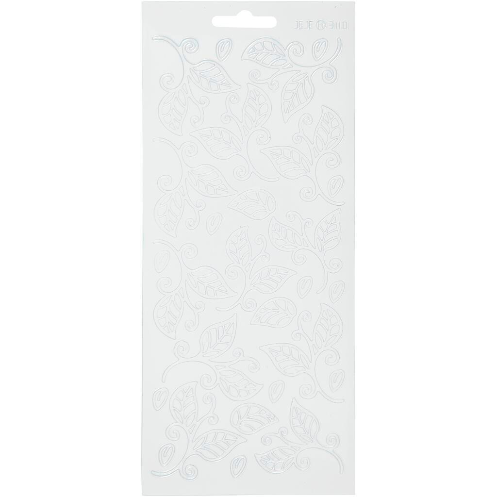 Stickers, ark 10x23 cm, hvid, blade, 1ark