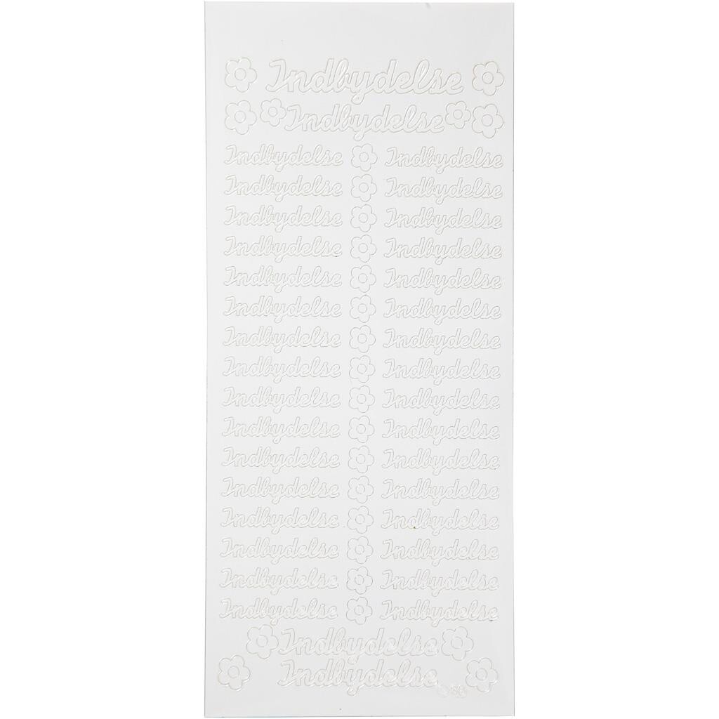 Stickers - Indbydelse - Hvid - Ark 10 x 23 cm - 1 ark