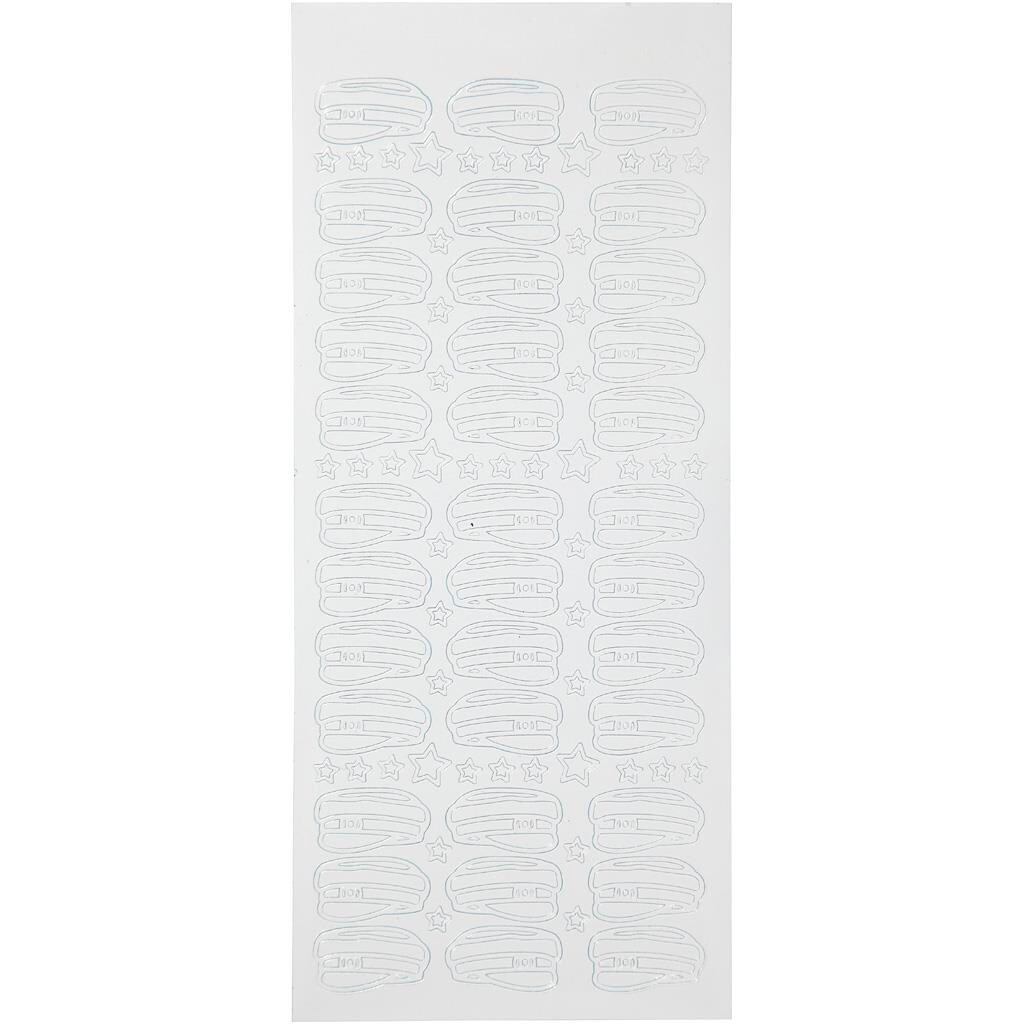 Stickers, ark 10x23 cm, hvid, studenterhuer, 1ark