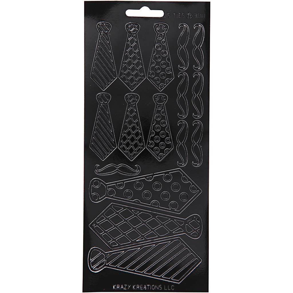 Stickers, ark 10x23 cm, sort, slips, 1ark