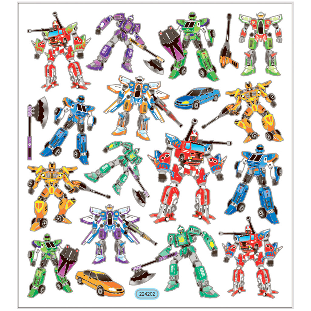 Stickers, ark 15x16,5 cm, ca. 19 stk., transformers, 1ark