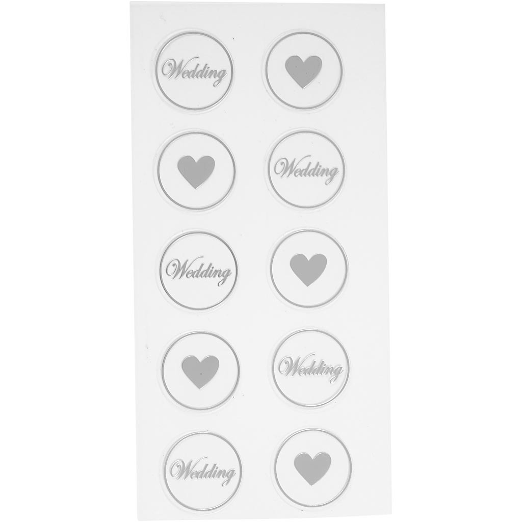 Stickers ark 7,8x15,5 cm sort hjerte - wedding 2ass. ark