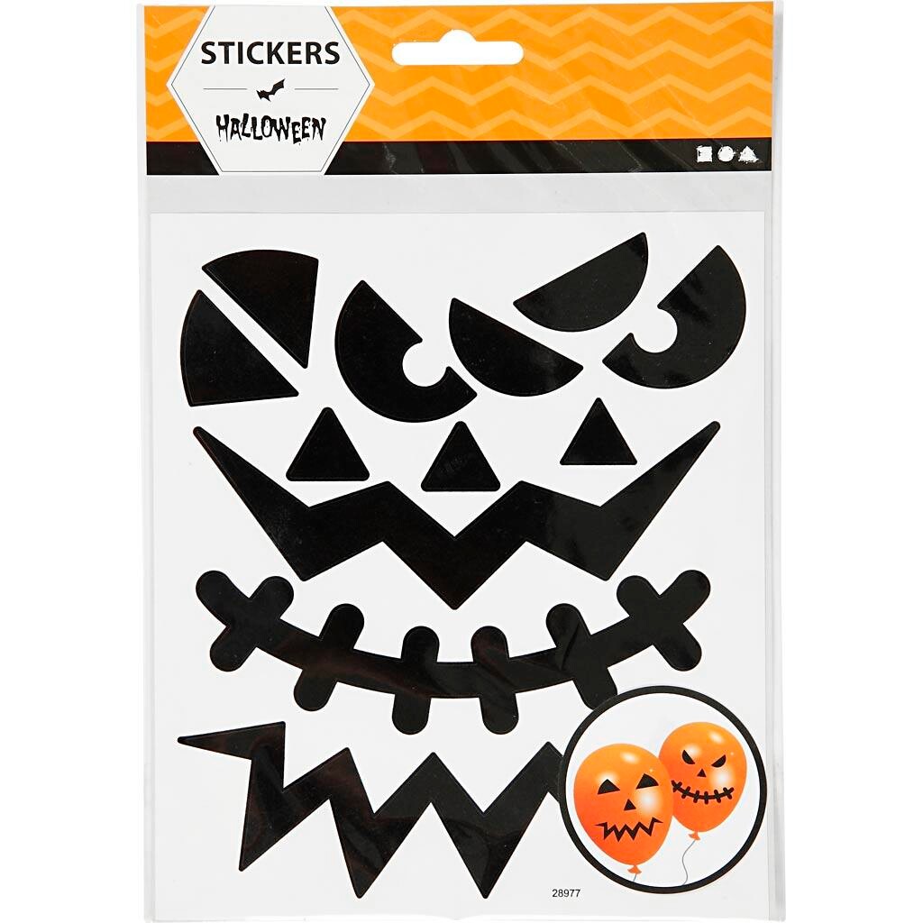 Stickers, halloween - store ansigter, ark 15x16,5 cm, 1 ark