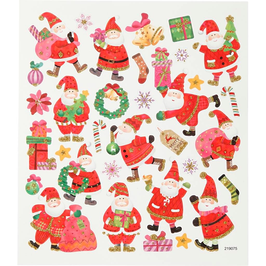 Stickers, julemand i hopla, ark 15x16,5 cm, 1 ark