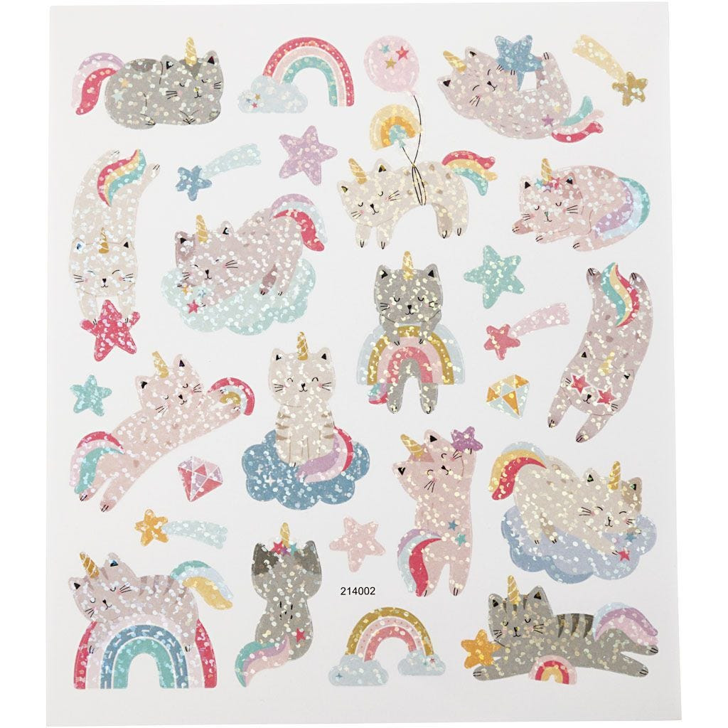 Klistermærker unicorn katte 15x16,5 cm