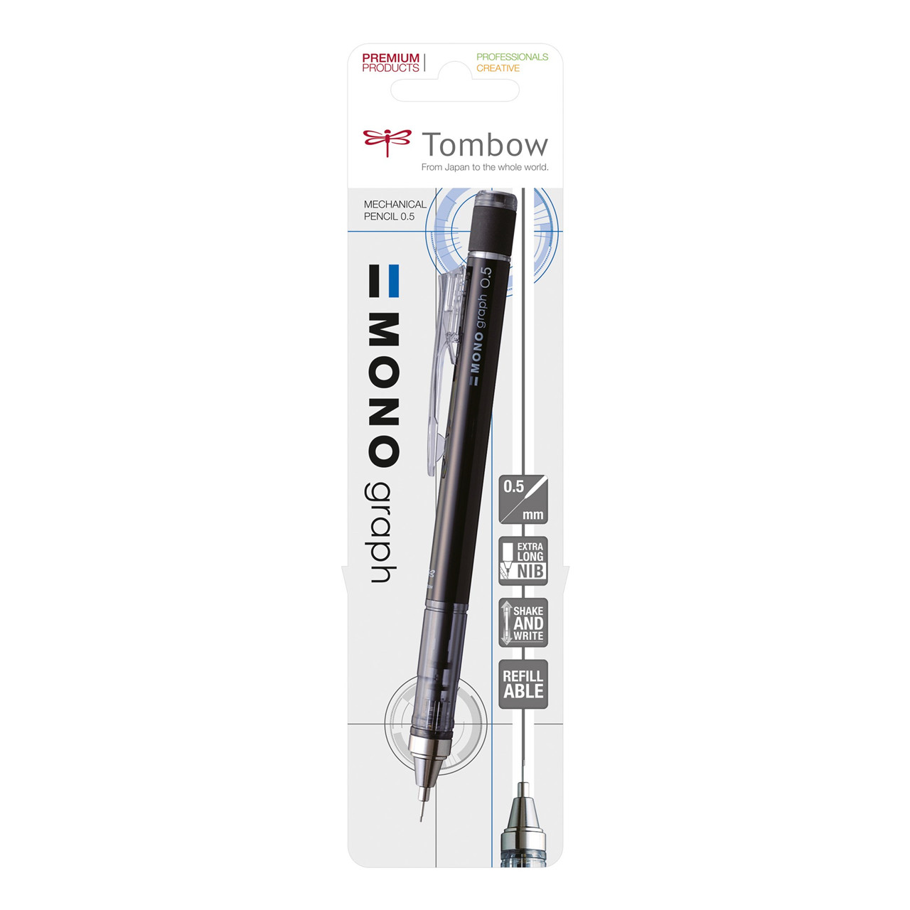 5 stk. Stiftblyant Tombow MONO graph 0.5 svart blister