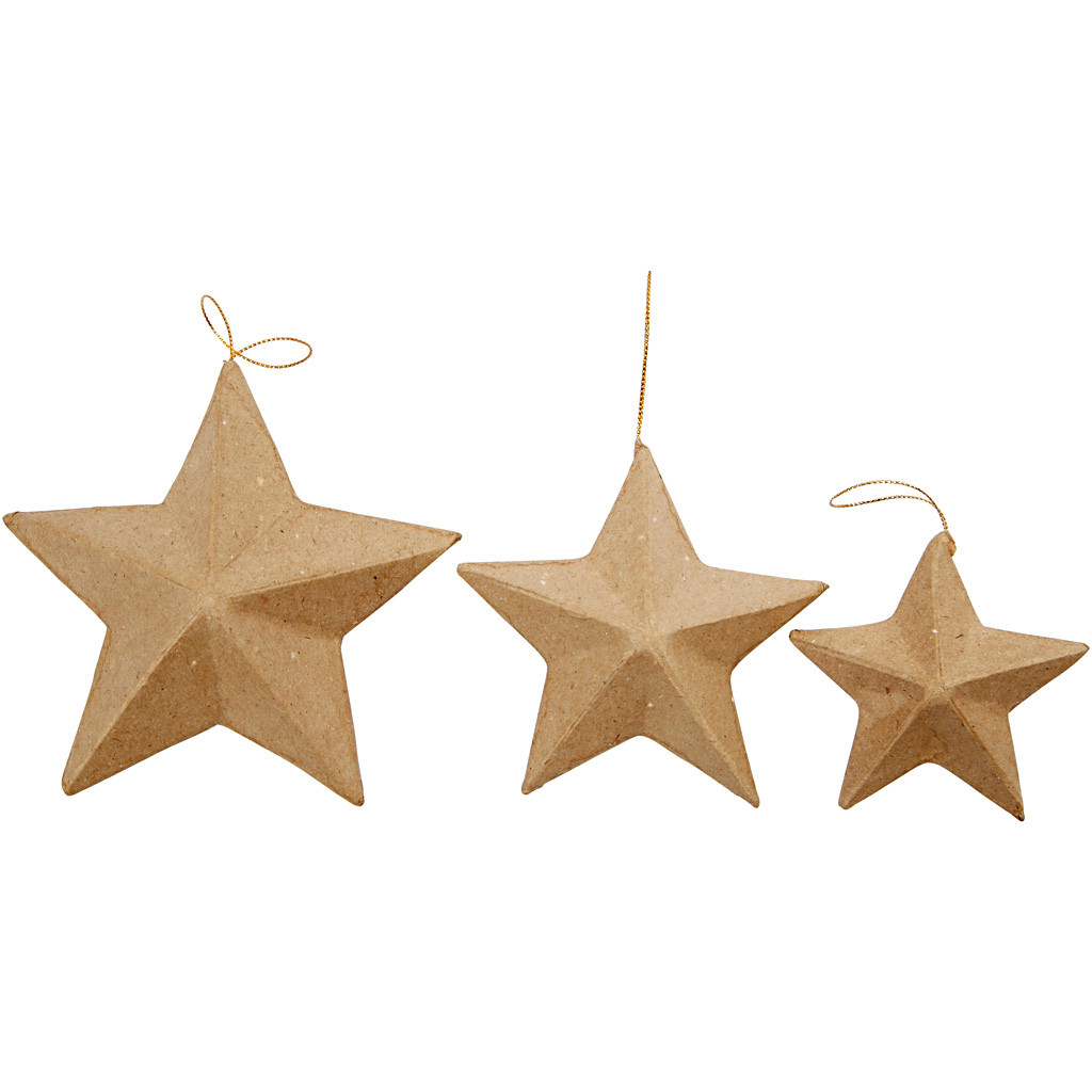 Julestjerner - dia. 7,5+10+12,5 cm - 6 stk